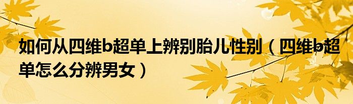 如何從四維b超單上辨別胎兒性別（四維b超單怎么分辨男女）