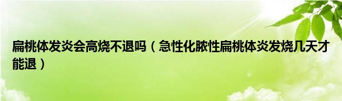 扁桃體發(fā)炎會(huì)高燒不退嗎（急性化膿性扁桃體炎發(fā)燒幾天才能退）