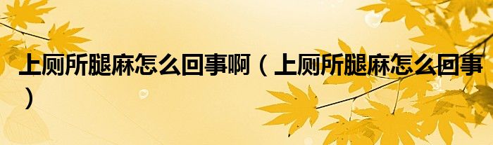 上廁所腿麻怎么回事?。ㄉ蠋嚷樵趺椿厥拢? /></span>
		<span id=