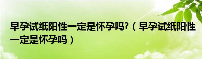 早孕試紙陽(yáng)性一定是懷孕嗎?（早孕試紙陽(yáng)性一定是懷孕嗎）