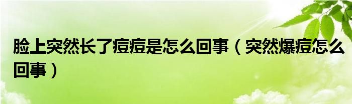 臉上突然長了痘痘是怎么回事（突然爆痘怎么回事）