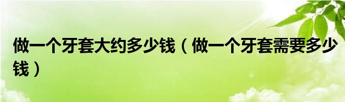 做一個(gè)牙套大約多少錢(qián)（做一個(gè)牙套需要多少錢(qián)）