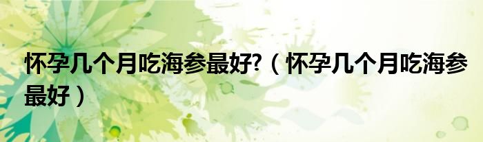 懷孕幾個月吃海參最好?（懷孕幾個月吃海參最好）