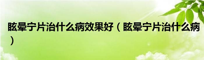 眩暈寧片治什么病效果好（眩暈寧片治什么病）