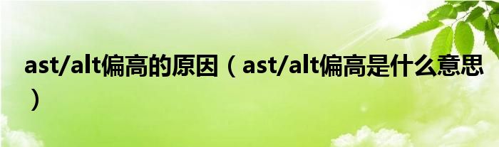 ast/alt偏高的原因（ast/alt偏高是什么意思）