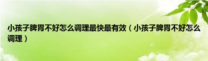 小孩子脾胃不好怎么調(diào)理最快最有效（小孩子脾胃不好怎么調(diào)理）