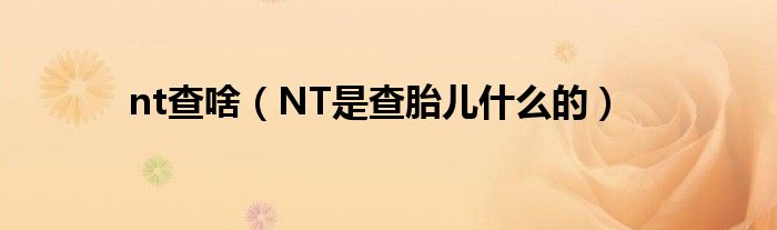 nt查啥（NT是查胎兒什么的）