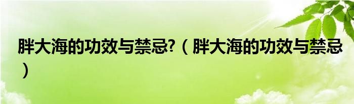 胖大海的功效與禁忌?（胖大海的功效與禁忌）