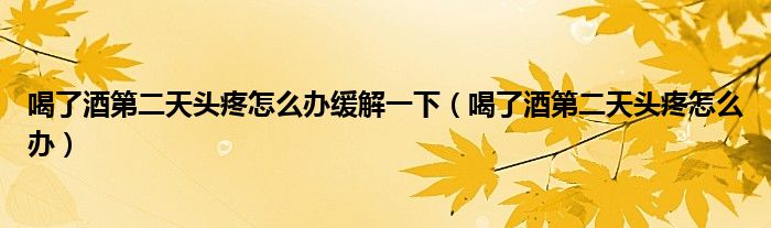 喝了酒第二天頭疼怎么辦緩解一下（喝了酒第二天頭疼怎么辦）