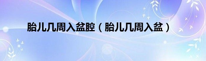 胎兒幾周入盆腔（胎兒幾周入盆）