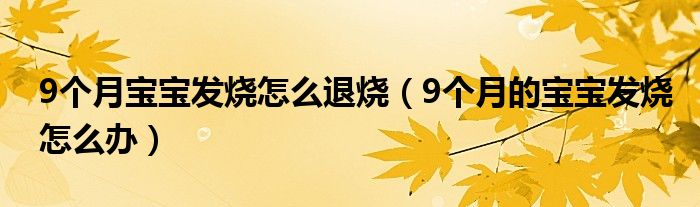 9個(gè)月寶寶發(fā)燒怎么退燒（9個(gè)月的寶寶發(fā)燒怎么辦）