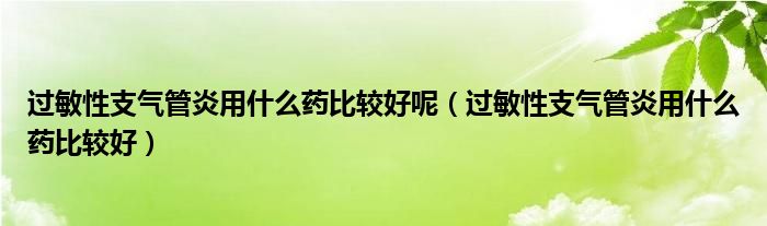 過(guò)敏性支氣管炎用什么藥比較好呢（過(guò)敏性支氣管炎用什么藥比較好）