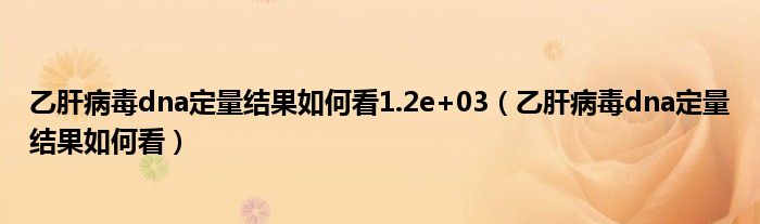 乙肝病毒dna定量結(jié)果如何看1.2e+03（乙肝病毒dna定量結(jié)果如何看）