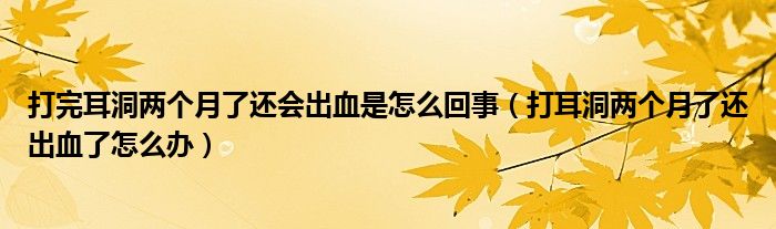 打完耳洞兩個(gè)月了還會(huì)出血是怎么回事（打耳洞兩個(gè)月了還出血了怎么辦）