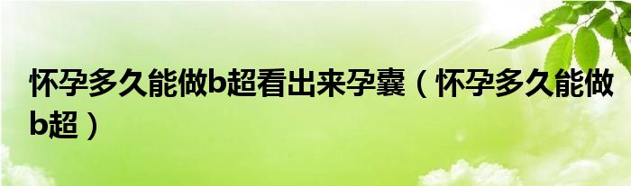 懷孕多久能做b超看出來孕囊（懷孕多久能做b超）