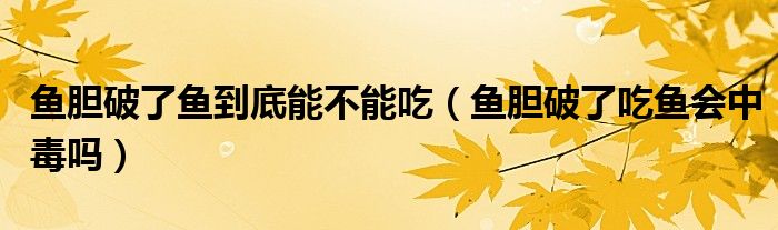 魚(yú)膽破了魚(yú)到底能不能吃（魚(yú)膽破了吃魚(yú)會(huì)中毒嗎）