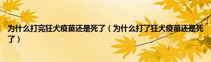 為什么打完狂犬疫苗還是死了（為什么打了狂犬疫苗還是死了）