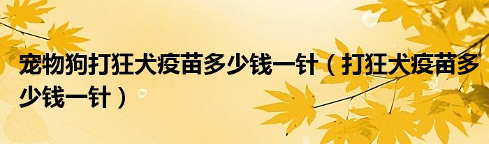 寵物狗打狂犬疫苗多少錢一針（打狂犬疫苗多少錢一針）