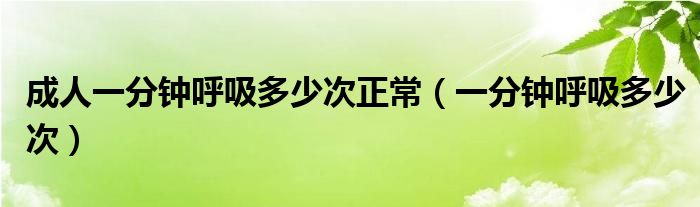 成人一分鐘呼吸多少次正常（一分鐘呼吸多少次）