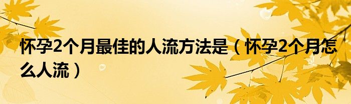 懷孕2個(gè)月最佳的人流方法是（懷孕2個(gè)月怎么人流）