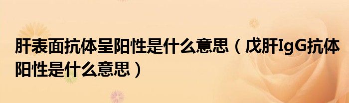 肝表面抗體呈陽性是什么意思（戊肝IgG抗體陽性是什么意思）