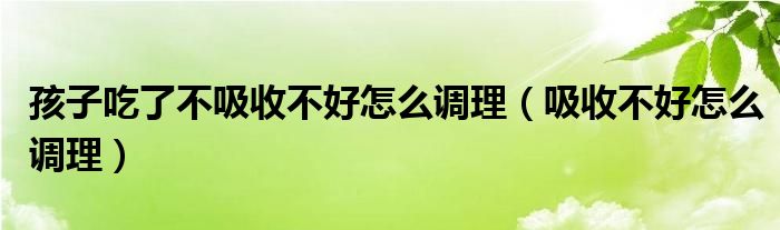 孩子吃了不吸收不好怎么調(diào)理（吸收不好怎么調(diào)理）