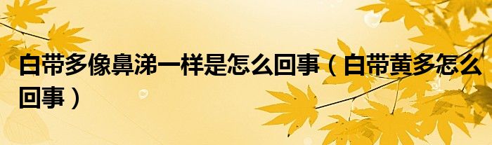 白帶多像鼻涕一樣是怎么回事（白帶黃多怎么回事）