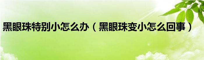 黑眼珠特別小怎么辦（黑眼珠變小怎么回事）