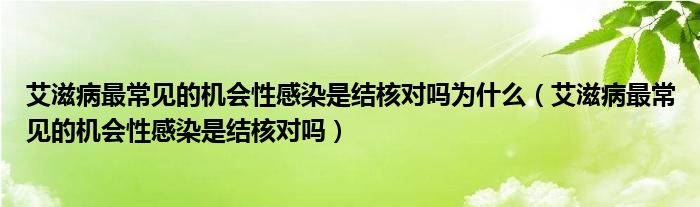 艾滋病最常見的機會性感染是結核對嗎為什么（艾滋病最常見的機會性感染是結核對嗎）