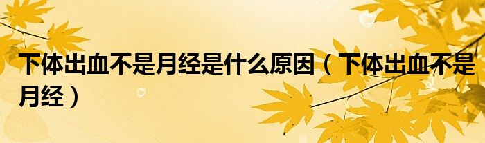 下體出血不是月經(jīng)是什么原因（下體出血不是月經(jīng)）